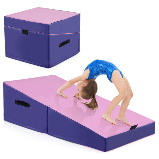Folding Incline Yoga Gymnastics Tumbling Mat with EPE Foam-Pink