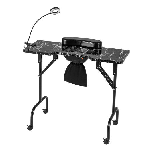 Folding Manicure Nail Table with Electric Dust Collector-Black