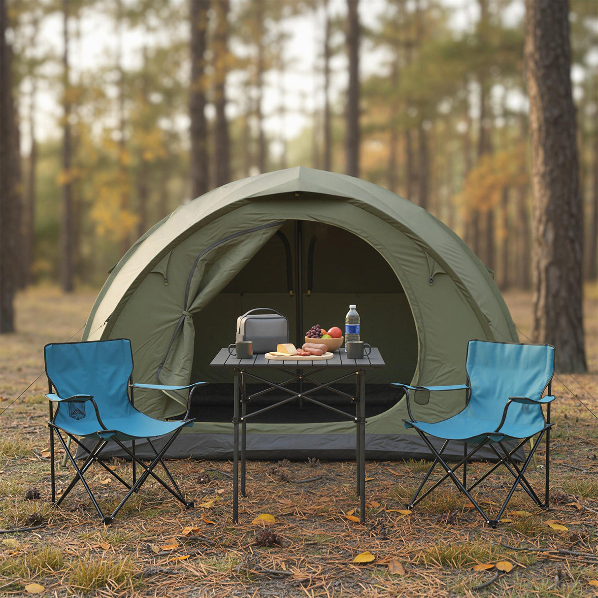 Folding Roll-up Camping Table with Metal Legs-Black