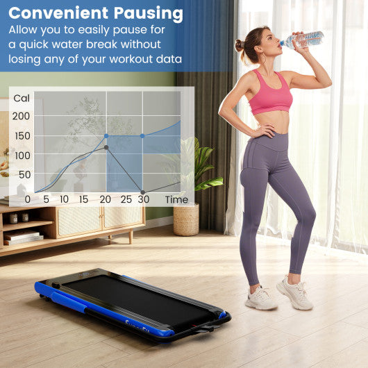 3-in-1 3HP Folding Treadmill with Smart Apps Remote Control and Speakers-Navy