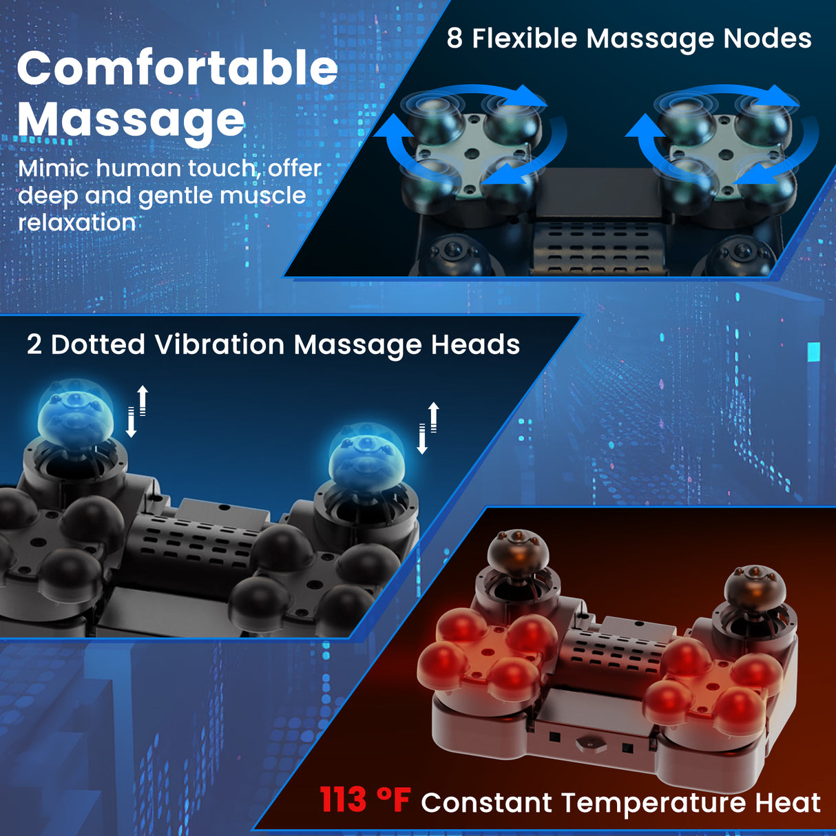 Foot and Calf Massager with Heat Gift for Women Men Mom Dad-Gray
