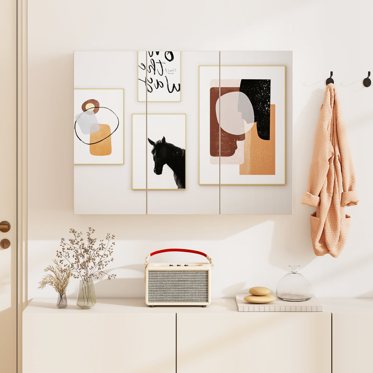 Frameless Bathroom Wall Mounted Mirror Cabinet with 3 Doors