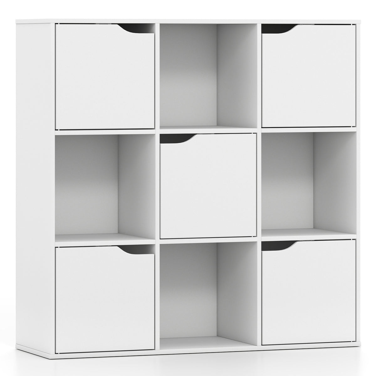 Free Standing 9 Cube Storage Wood Divider Bookcase for Home and Office-White