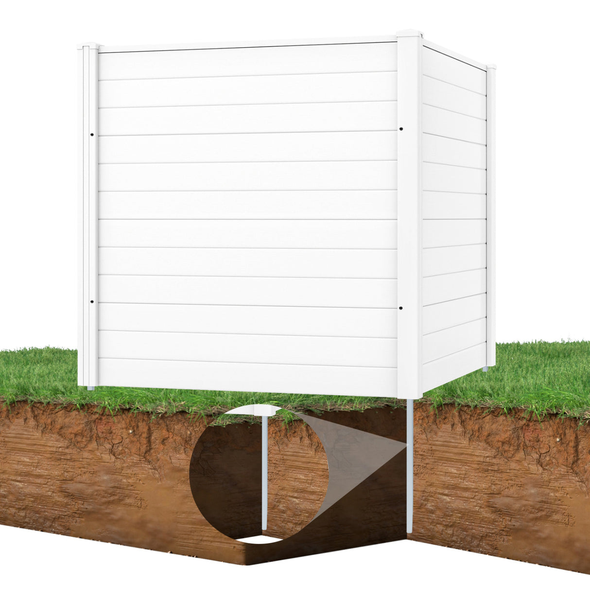 Freestanding 48 x 48 Inch Air Conditioner Fence with Metal Ground Stakes-White