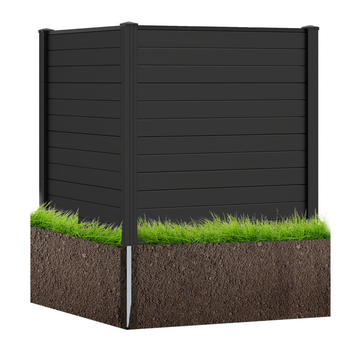 Freestanding 48 x 48 Inch Air Conditioner Fence with Metal Ground Stakes-Black