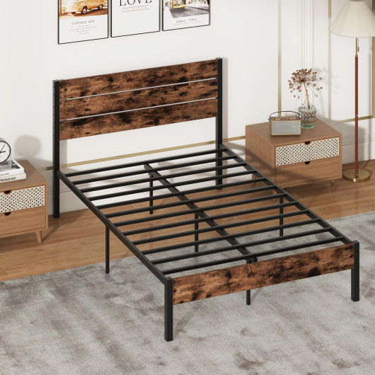 Full/King/Queen/Twin Size Bed Frame with High Headboard and Mute Bar-Full Size