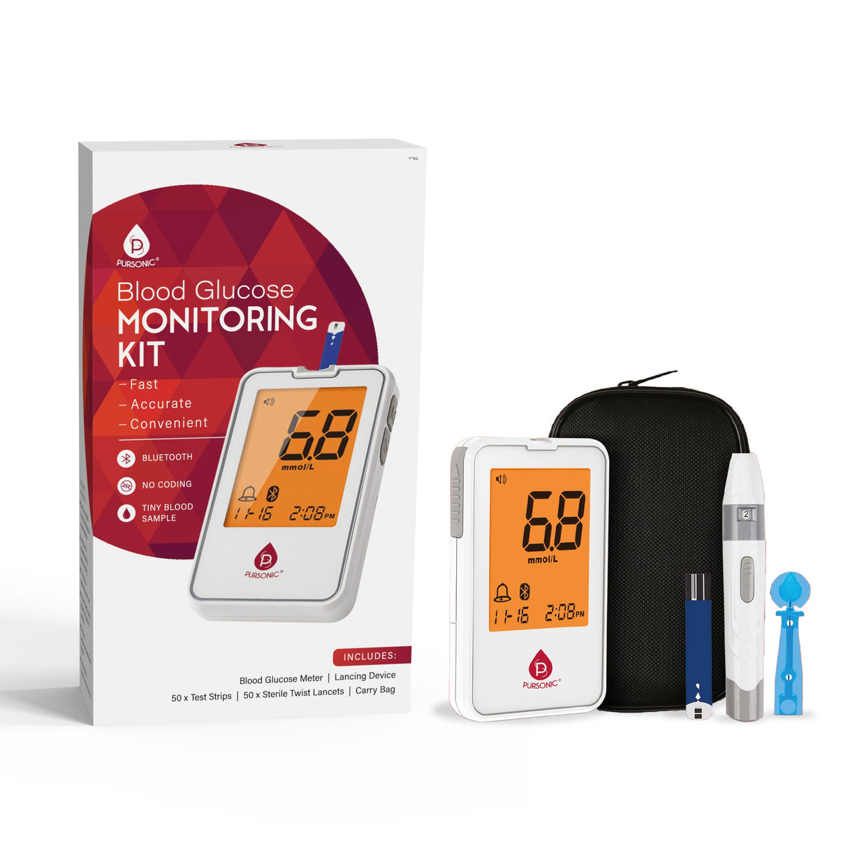 Blood Glucose Monitoring Kit – Fast, Accurate & Convenient Care at Your Fingertips by Pursonic