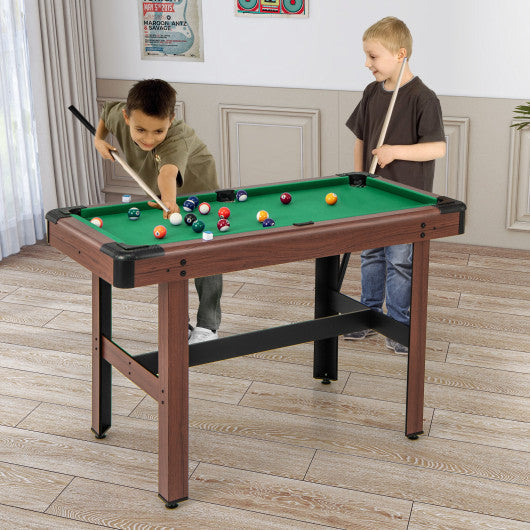48 Inch Pool Wooden Game Table with Full Set of Ballsfor Kids and Adults-Green