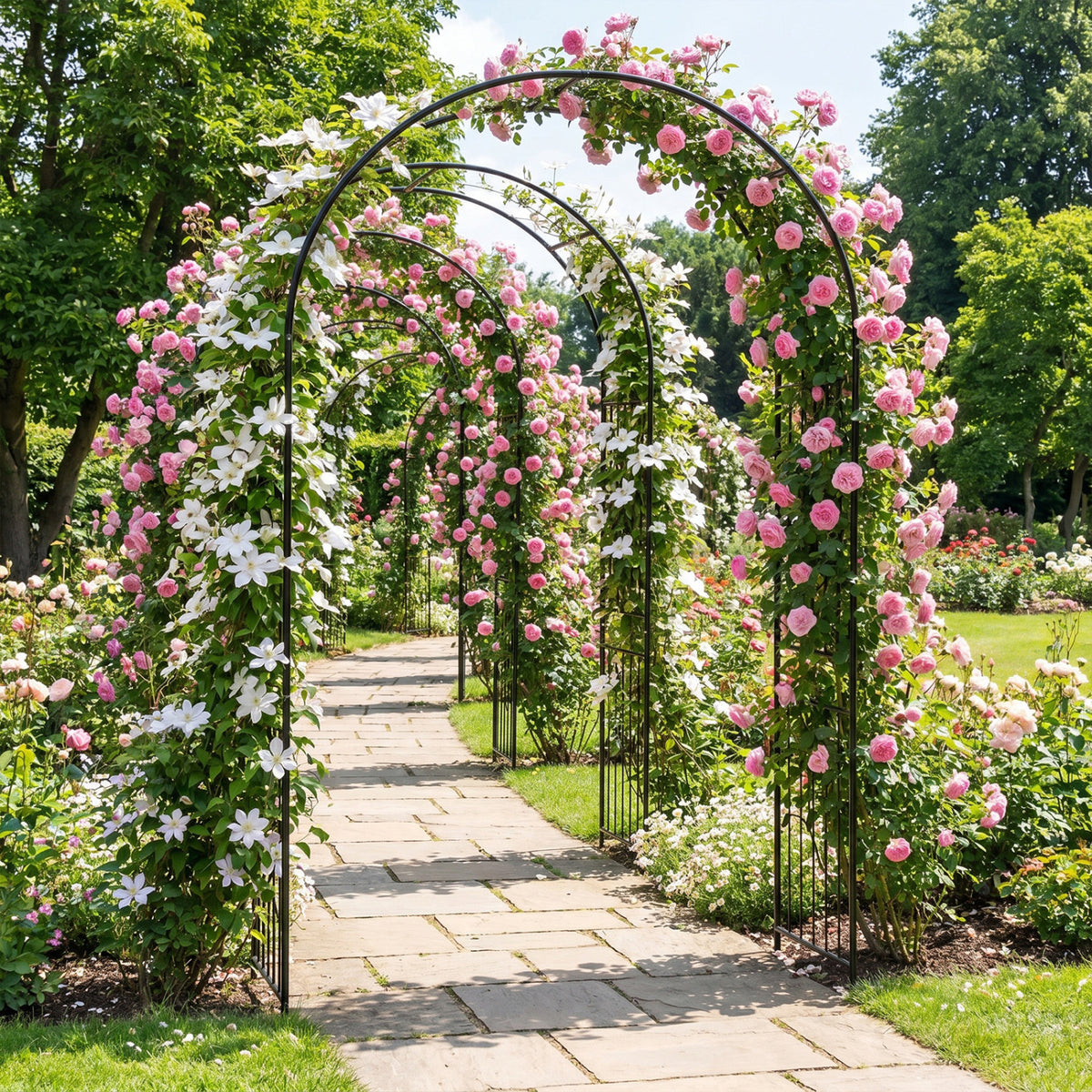 Garden Arch 87 Inches Tall Heavy Duty Metal Arbor Trellis Archway for Climbing Plants