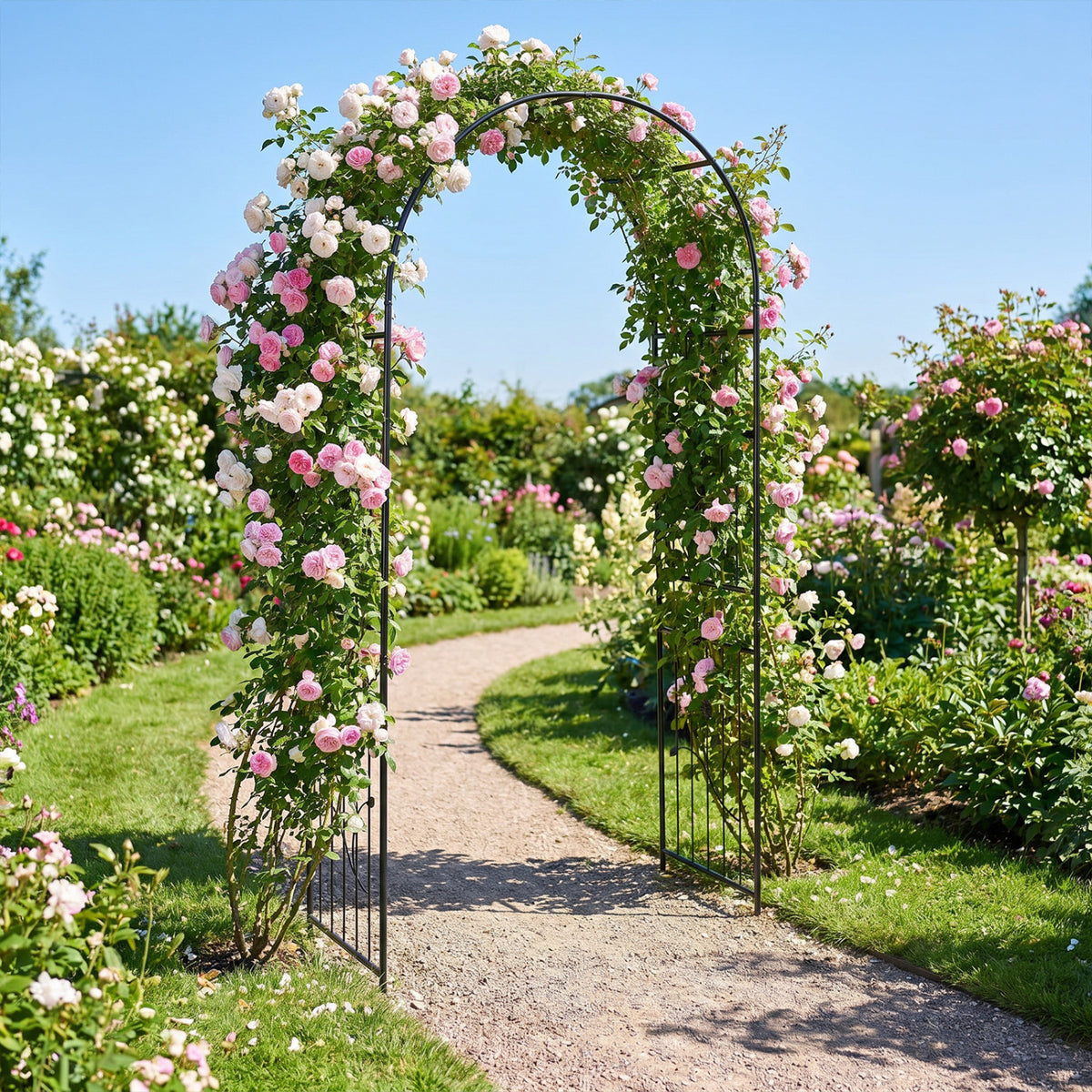 Garden Arch 87 Inches Tall Heavy Duty Metal Arbor Trellis Archway for Climbing Plants