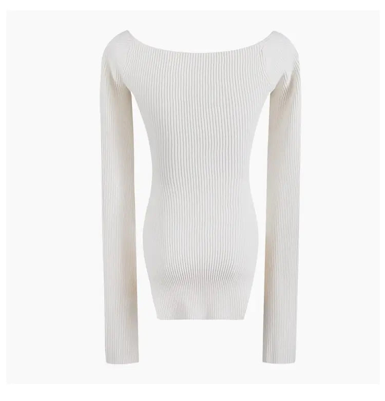 Ribbed Sweetheart Long Sleeve Top