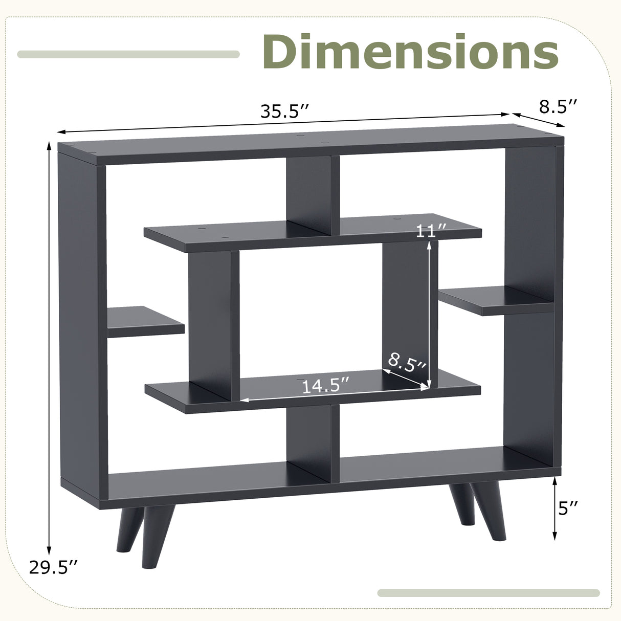 Geometric Bookcase with Anti-Tipping Kit and Storage Shelving Unit-Black