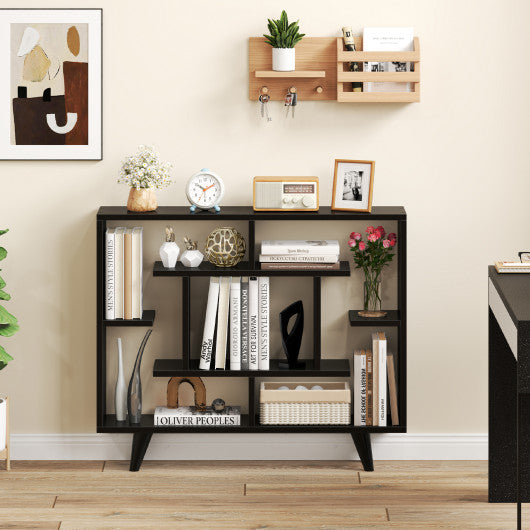 Geometric Bookcase with Anti-Tipping Kit and Storage Shelving Unit-Black