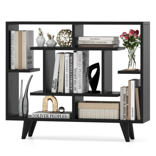 Geometric Bookcase with Anti-Tipping Kit and Storage Shelving Unit-Black