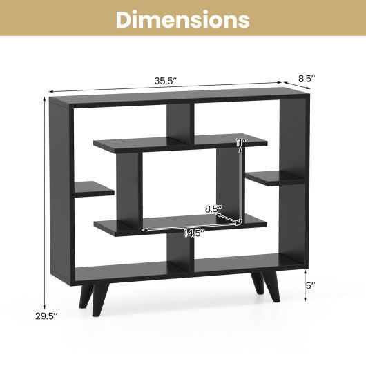 Geometric Bookcase with Anti-Tipping Kit and Storage Shelving Unit-Black