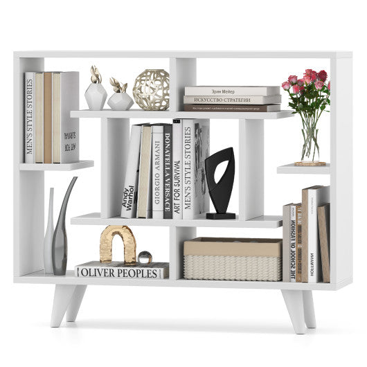 Geometric Bookcase with Anti-Tipping Kit and Storage Shelving Unit-White