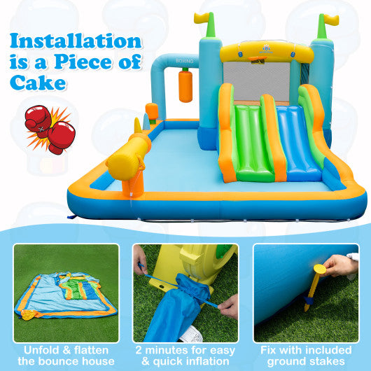 Inflatable Water Slide for Kids Aged 3-10 Years with 735W Blower