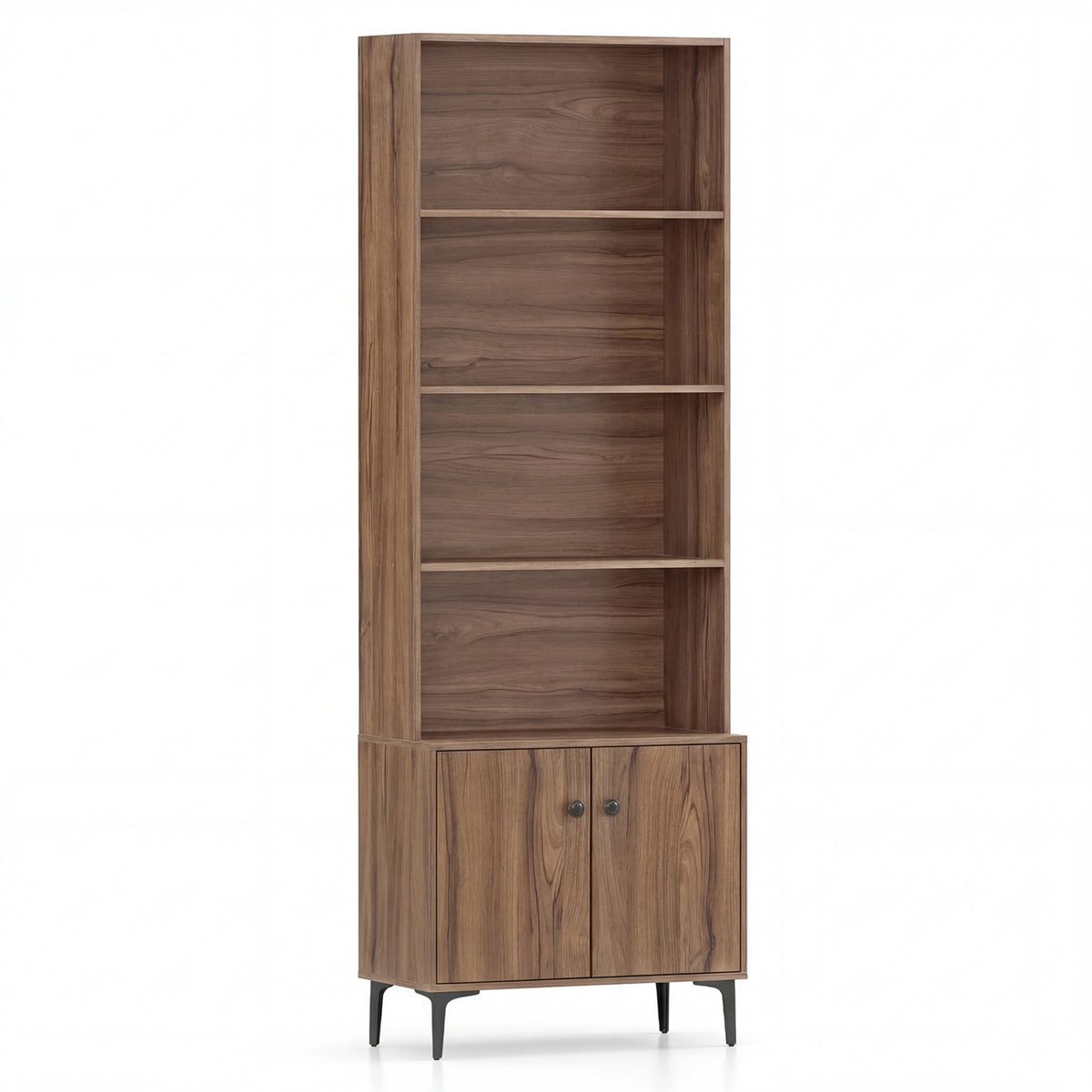 Giantex Bookshelf with Doors and 2 Anti-Tipping Kits for Home Office-Walnut