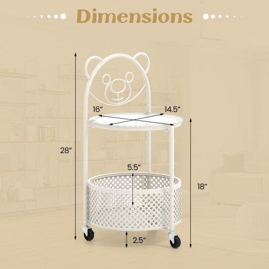 Modern Sofa Side Table on Lockable Wheels for Living Room Bedroom Study-White