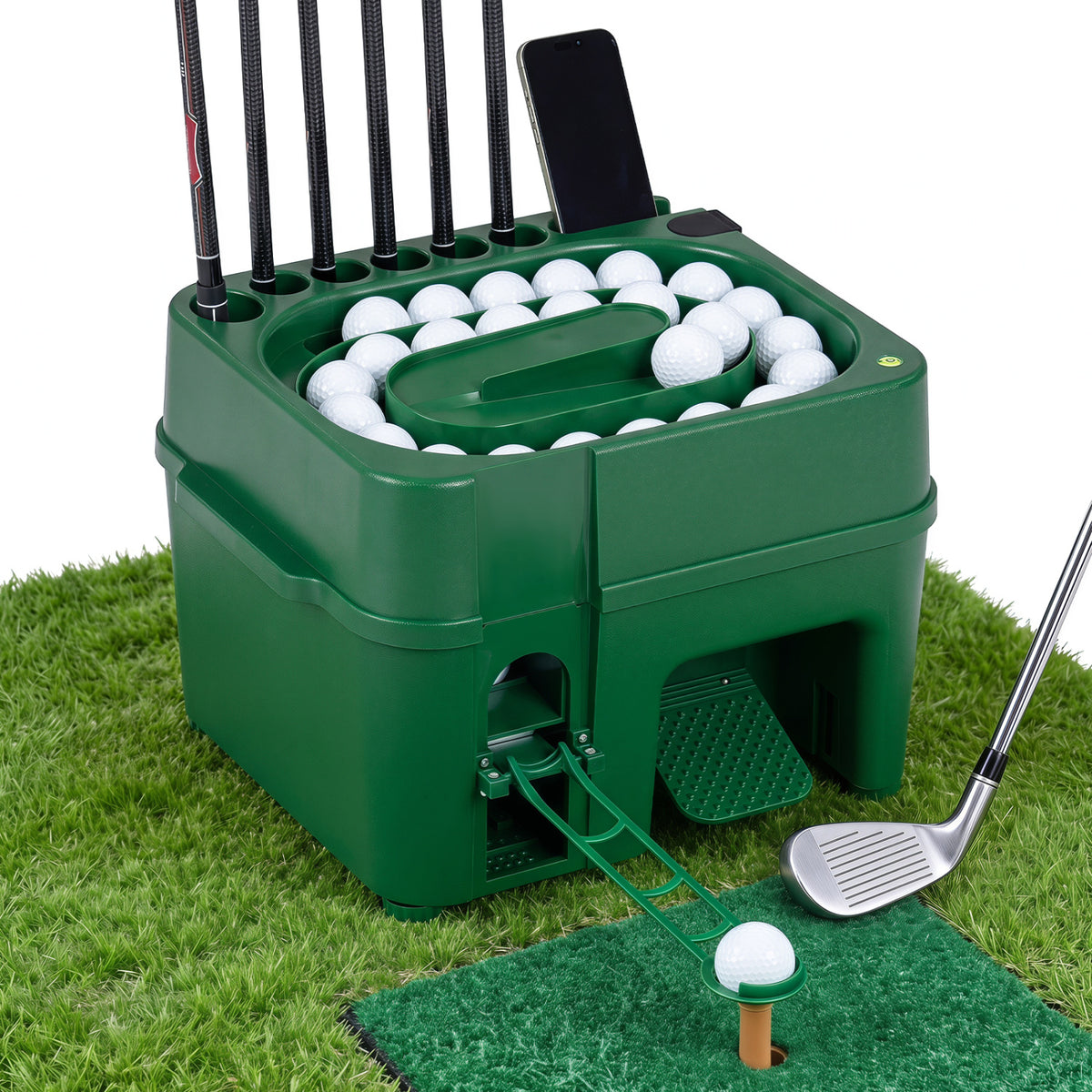 Golf Ball Dispenser 6-Club Holder & 50-Ball Capacity for Beginner Advanced Golfer