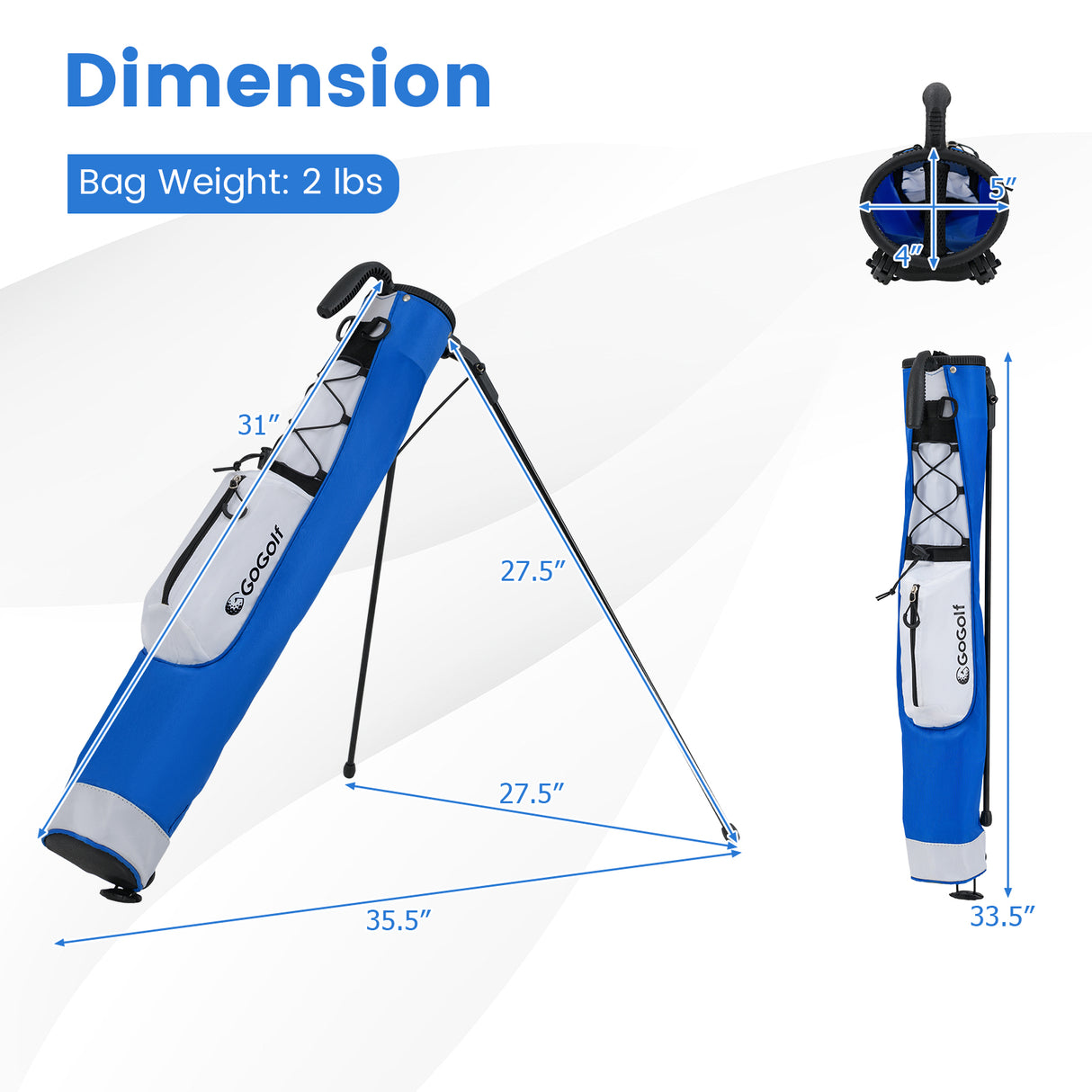 Golf Stand Bag Lightweight Golf Bag for The Driving Range-White
