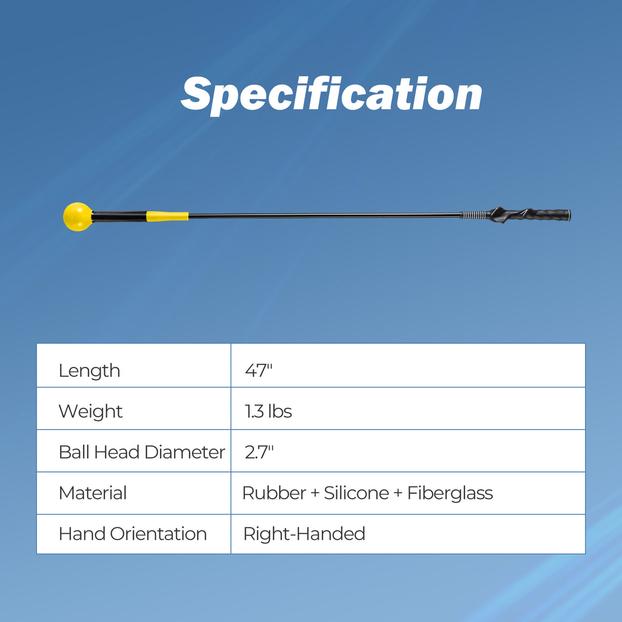 Golf Swing Trainer Aid 47inch/40inch/31.5inch Warm-up Practice Stick with Weighted Head for Grip-Yellow