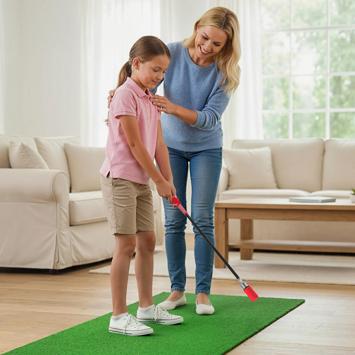 Golf Swing Trainer Click Stick Swing Training Aid for Speed Flexibility Balance-Red
