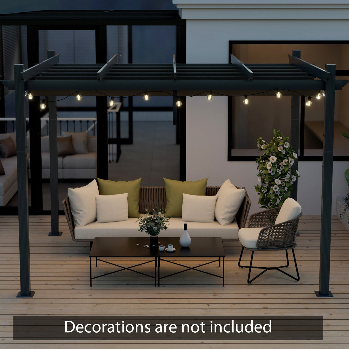 10 x 12 Feet Outdoor Aluminum Retractable Pergola Canopy Shelter Grape Trellis-Gray by DirectDeals