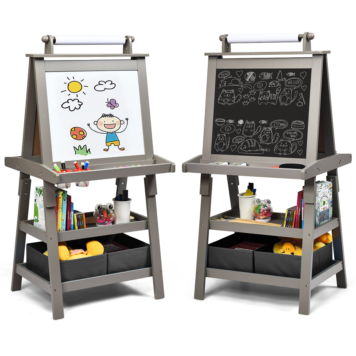 3 in 1 Double-Sided Storage Art Easel-Green