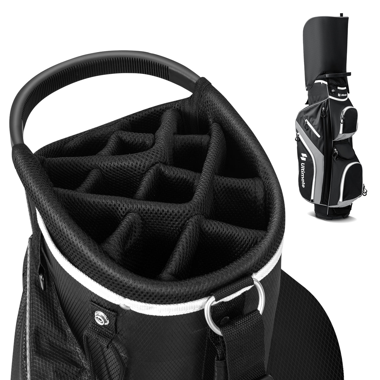 Golf Cart Bag with 14 Way Top Dividers-Gray