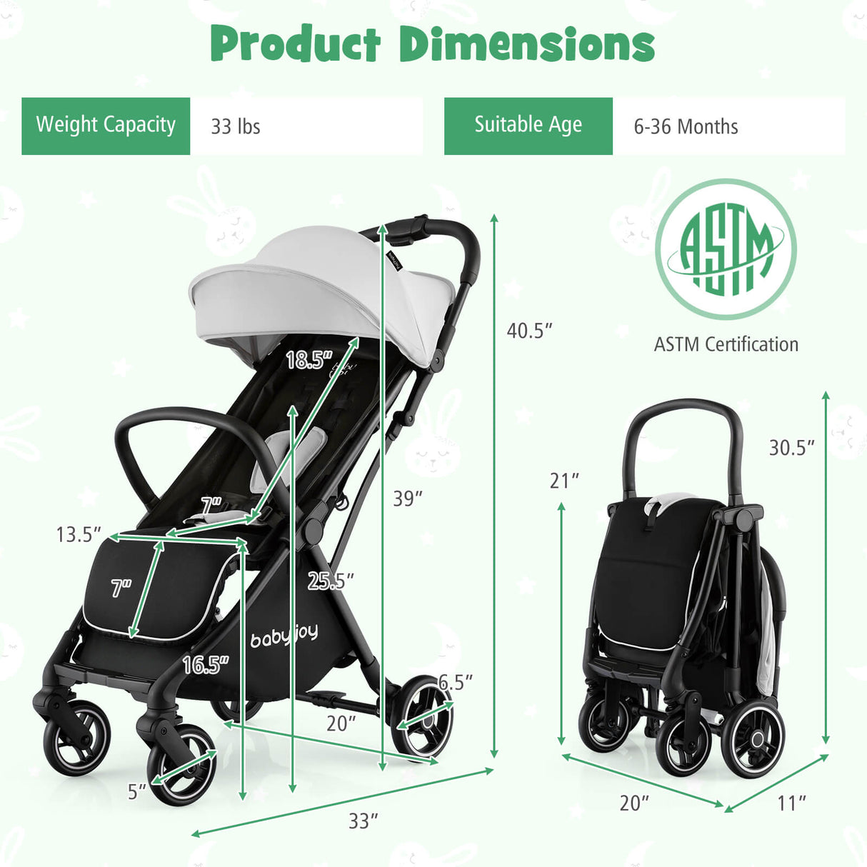One-Hand Folding Portable Lightweight Baby Stroller with Aluminum Frame-Blue