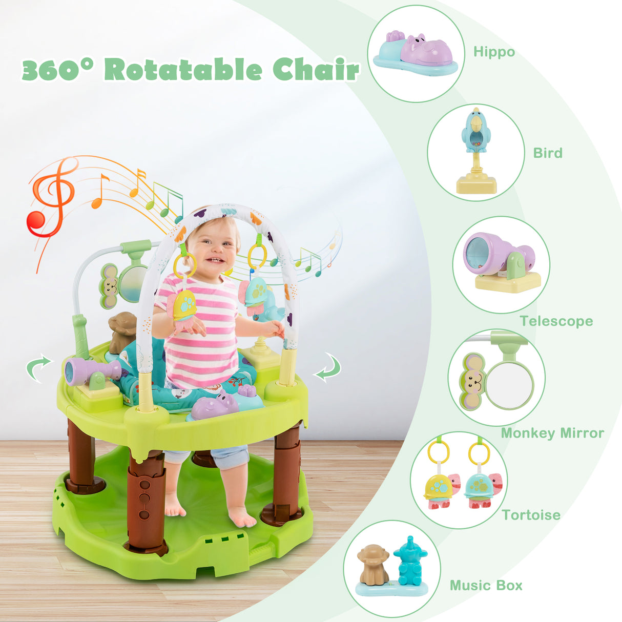 3-in-1 Baby Activity Center with 3-position for 0-24 Months-Pink