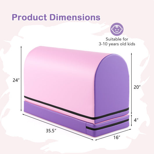 Gymnastics Vaulting Box with Detachable Mat Carrying Handle for Kids-Purple