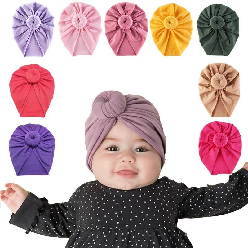 Infant Baby Headbands Solid Cotton Knot Turban Headband For Girls Beanie Hat Headwear For Girls