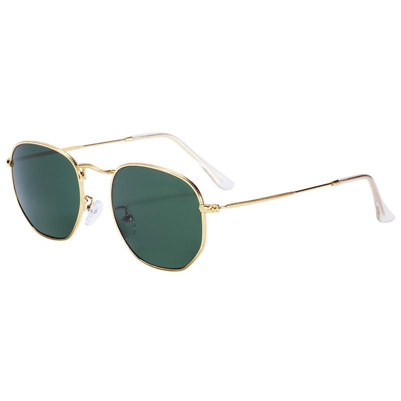 New Luxury and Elegant Reflective Universla Sunglasses for Men and Women Stainless Steel Frame Eyewear Mirror Hexagon Glasses With UV400 Protection