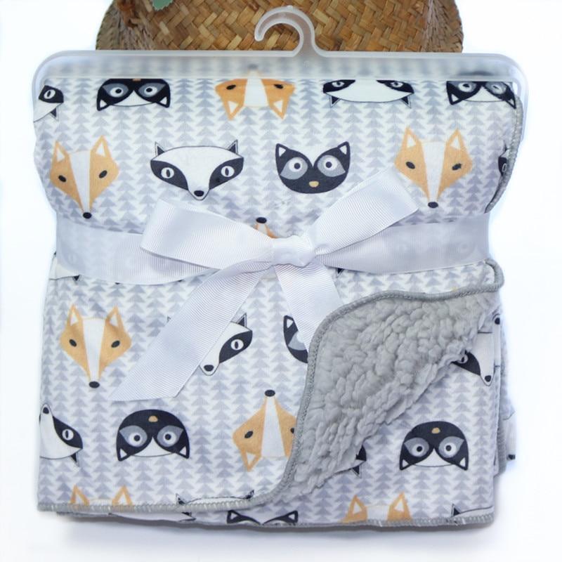 Baby Blankets New Layer Coral Fleece Infant Swaddle Wrap Owl Printed Newborn Baby Bedding Blanket