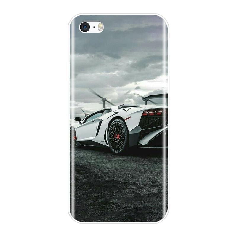 Cute Clear Flexible Silicone Auto Boys Design Back Cover For iPhone 5 S 5C 5S SE Car Sports Car Cool Men Fashion Silicone Soft Phone Case For iPhone 4 S 4S Case