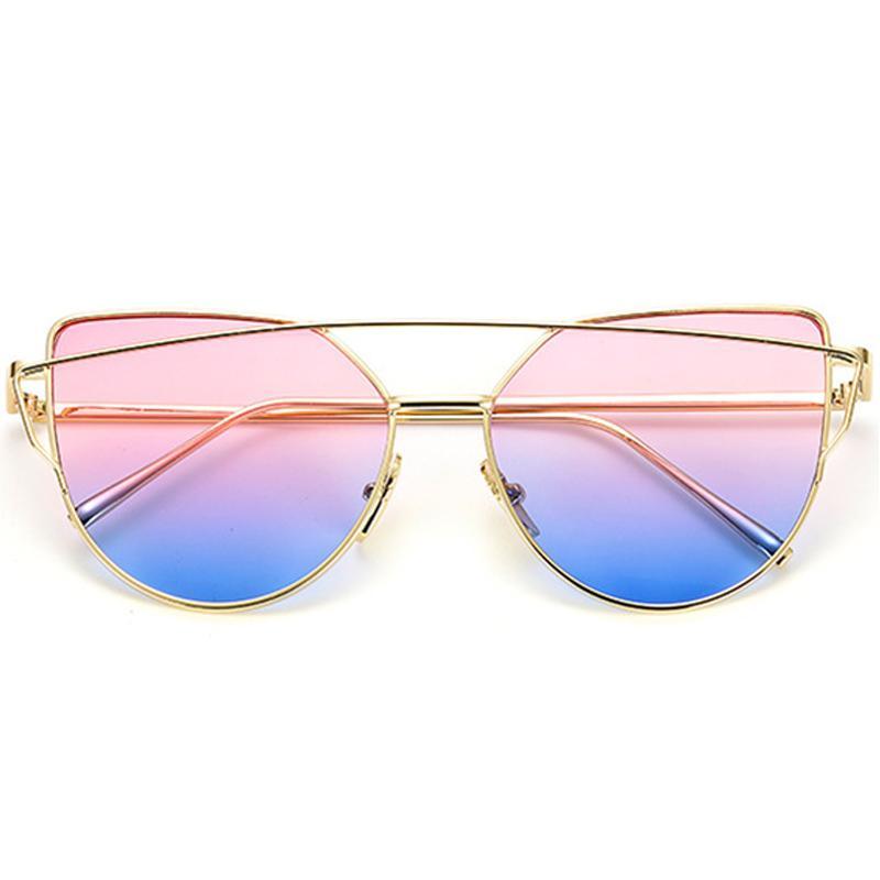 NEW Stevvex Designer Cat eye Sunglasses For Women and Ladies in Vintage Metal Reflective Glasse Mirror Retro Oculos De Sol Gafas Style With UV 400 Protection