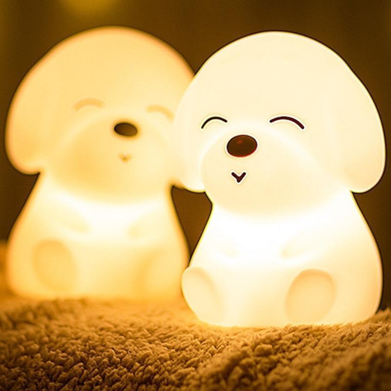 Dog LED Night Light Touch Sensor Remote Control Colors USB Rechargeable Silicone Puppy Lamp For Children Kids Baby Perfect Gift