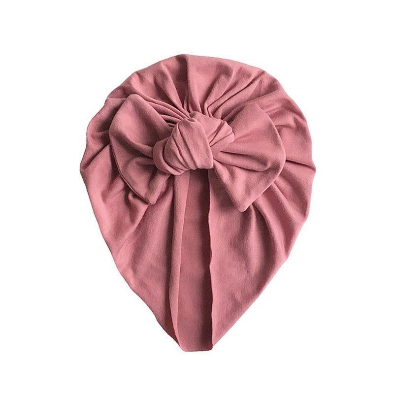 Handamde Elegant Baby Hats for Girls Big Bow Turban Hat Newborn Baby Beanie Cap Solid Color Style