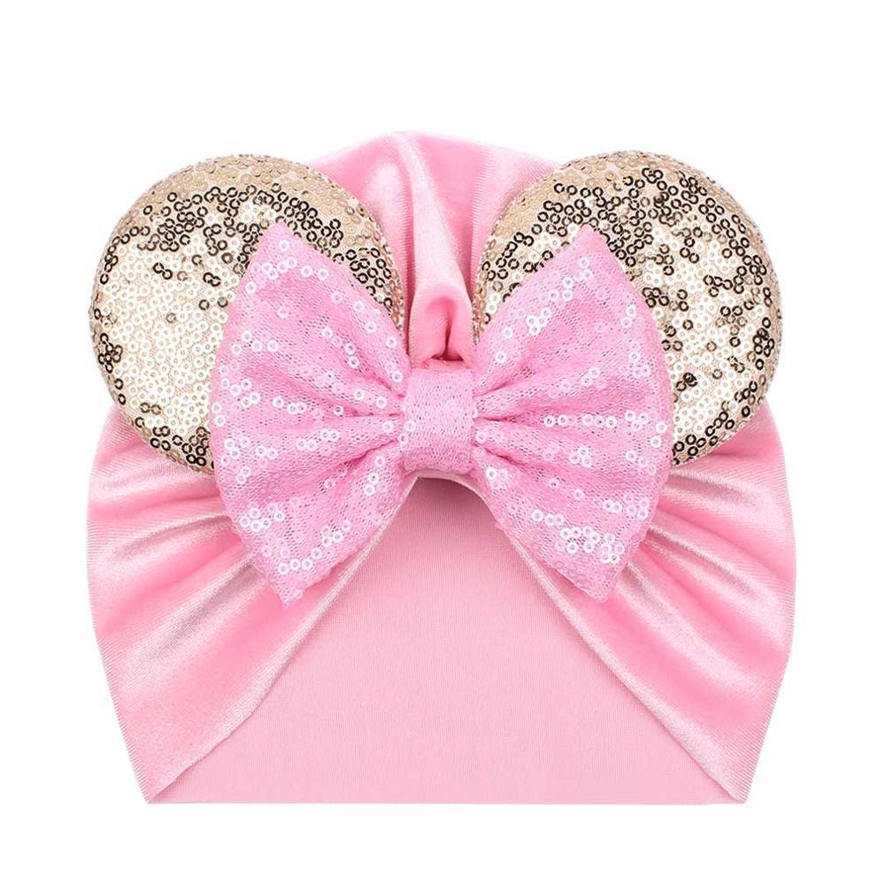 Modern Shiny Cute Dot Big Bow Baby Cap Hat For Girls Kids Flannel Beanie Autumn Winter Warm Girls Turbans