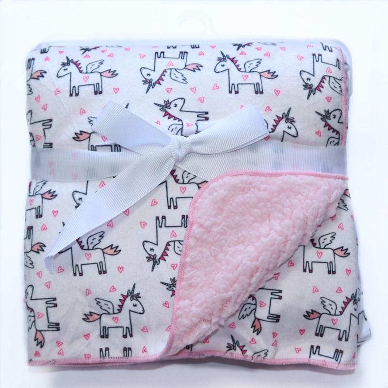 Baby Blankets New Layer Coral Fleece Infant Swaddle Wrap Owl Printed Newborn Baby Bedding Blanket