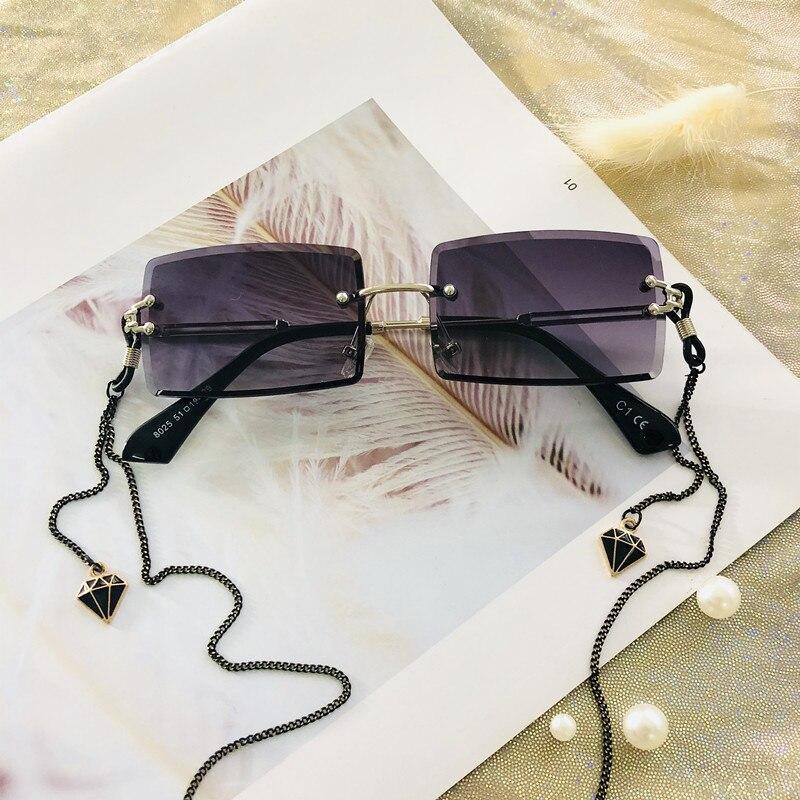 Fashion Rimless Women Trendy Small Rectangle Sunglasses With High Quality metal frame And UV400 Protection