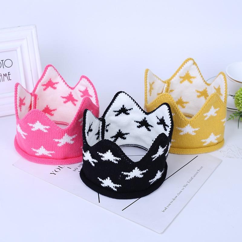 Modern Luxury New Trend Baby Hat Girls and Boys Crown Knitted Cap Toddler Empty Top Hats Newborn Design Woolen Yarn Bonnet For Kids