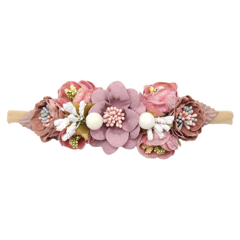 Handmade Luxury Pearl Baby Headbands Bundle Nylon Elastic Newborn Hair Accessories for Girls Kids
