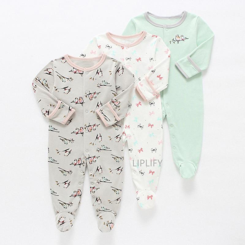 3Pcs Baby unisex Rompers Long Sleeve Sleep suit Cartoon Jumpsuit Baby Pajamas Stes For Kids Between 0-12Months