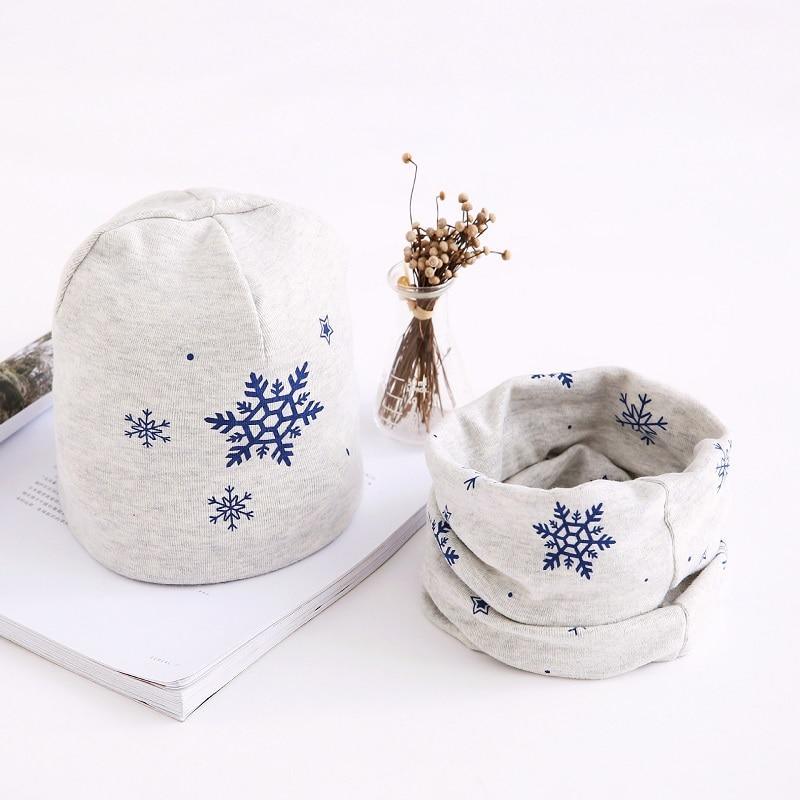 Star Print Cotton Hat And Scarf Baby Beanie Kids Caps Children's Accessories For Boys and Girls