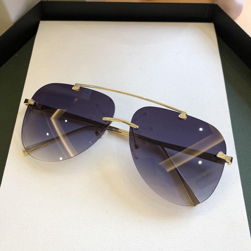 Metal Rimless Sunglasses for Men and Woman Mirror Fashion Trendy Pilot Sun Glasses UV Protector Gradient Eyewear