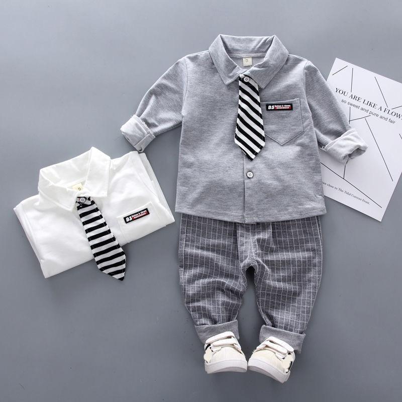 Newborn Baby Boys Clothes Formal Party Clothing Sets Tie Shirt and Pants Outfits Set 0-4 Year For Boys In Modern Style