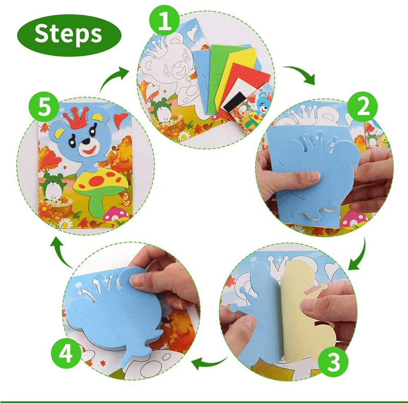10 designs/lot Cartoon 3D EVA Foam Sticker Puzzle Series Kids Multi-patterns Styles Toys for Children Birthday Gift
